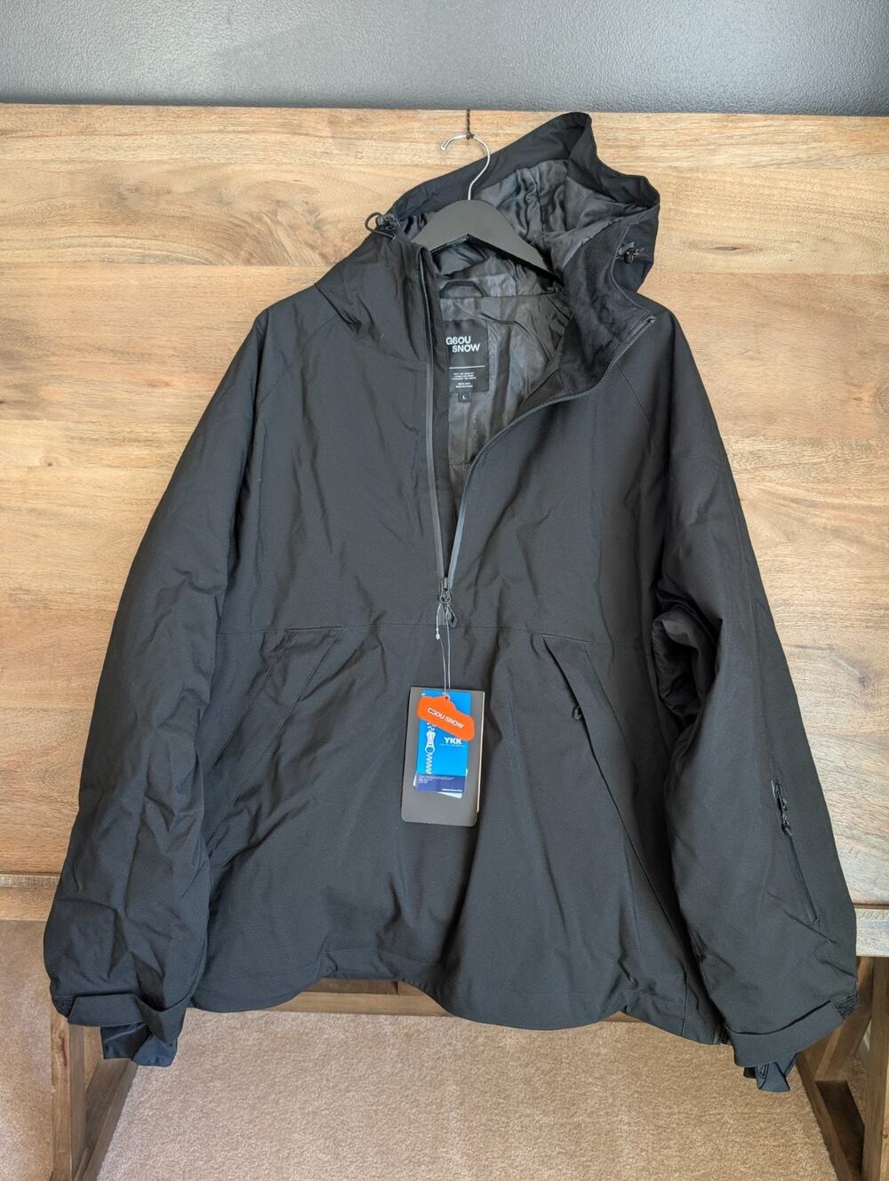 GSou Snow Ski Jacket Womens Large Black Waterproof Hooded Zip-Up GS-UJK2534 NWT
